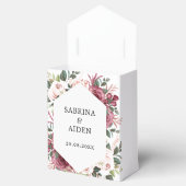 Moderne Bourgogne Ivoorcrème Roze Bloemenbruiloft Bedankdoosjes (Geopend)