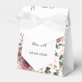 Moderne Bourgogne Ivoorcrème Roze Bloemenbruiloft Bedankdoosjes (Voorkant Zijde)