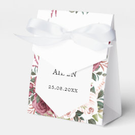 Moderne Bourgogne Ivoorcrème Roze Bloemenbruiloft Bedankdoosjes