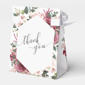 Moderne Bourgogne Ivoorcrème Roze Bloemenbruiloft Bedankdoosjes (Achterkant)