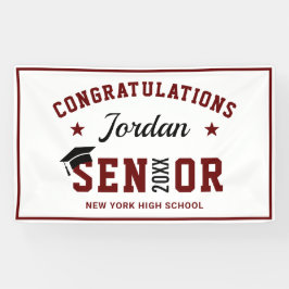 Moderne Bourgogne Klasse van 2024 Graduation Party Spandoek