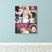 Moderne Bourgogne kleurenblokfamilie 6 Foto-collag Canvas Afdruk (Insitu (Houten vloer))