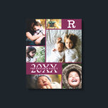 Moderne Bourgogne kleurenblokfamilie 6 Foto-collag Canvas Afdruk<br><div class="desc">Moderne Burgundy Wine Color Block Family 6 Foto Collage - met persoonlijke familienaam, jaartal en initiaal letter, allemaal gerangschikt in een elegante rasterlay. Dit moderne en slanke ontwerp toont 6 van je eigen afbeeldingen prachtig. Verkrijgbaar in verschillende kleurpaden om een kamerdecor aan te passen. Het maakt een geweldige vakantiehuisje voor...</div>