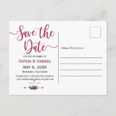 Moderne Bourgogne Marine Bloemen Save the Date Fot Aankondigingskaart (Achterkant)