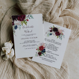 Moderne Bourgogne marine bloemenvrijgezellenweeken Kaart