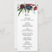Moderne Bourgogne marine Blush Floral menu Kaart (Voorkant)