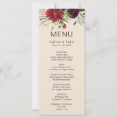 Moderne Bourgogne marine Blush Floral menu Kaart (Voorkant)