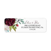 Moderne Bourgogne Marine Floral Retouradres Label (Voorkant)