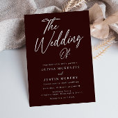 Moderne Bourgogne Maroon Elegante bruiloft Kaart