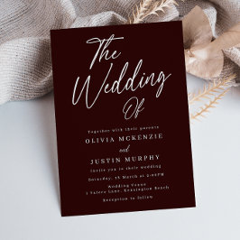 Moderne Bourgogne Maroon Elegante bruiloft Kaart