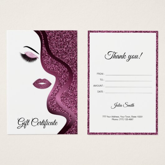 Moderne Bourgogne met Glitter Effect Visitekaartje (Voorkant /achterkant)