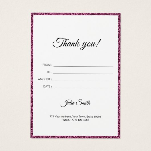 Moderne Bourgogne met Glitter Effect Visitekaartje (Achterkant)