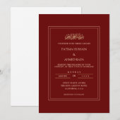 Moderne Bourgogne Minimal Gold Script Moslim bruil Kaart (Voorkant / Achterkant)