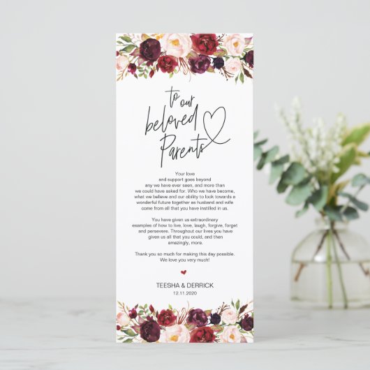 Moderne Bourgogne Place instelling Dank u kaart (Staand voorkant)