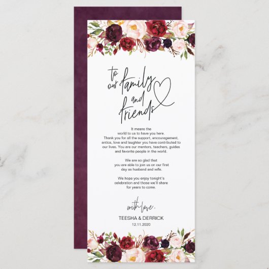 Moderne Bourgogne Place instelling Dank u kaart (Voorkant / Achterkant)