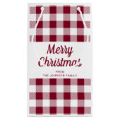 Moderne Bourgogne Plaid Kerstmis Klein Cadeauzakje (Achterkant)