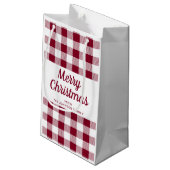 Moderne Bourgogne Plaid Kerstmis Klein Cadeauzakje (Achterkant Gekanteld)