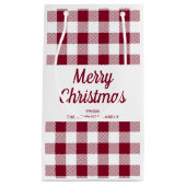Moderne Bourgogne Plaid Kerstmis Klein Cadeauzakje (Voorkant)