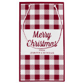 Moderne Bourgogne Plaid Vrolijk Kerstfeest Klein Cadeauzakje (Achterkant)