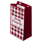 Moderne Bourgogne Plaid Vrolijk Kerstfeest Klein Cadeauzakje (Voorkant Gekanteld)