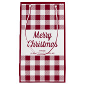 Moderne Bourgogne Plaid Vrolijk Kerstfeest Klein Cadeauzakje (Voorkant)