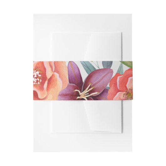 Moderne Bourgogne & Plum Bloemen Zilver 3 Uitnodigingen Wikkel (Voorkant Voorbeeld)