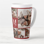 Moderne Bourgogne Rode Familie Fotocollage Keepsak Latte Mok (Rechterhoek)