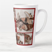 Moderne Bourgogne Rode Familie Fotocollage Keepsak Latte Mok (Rechts)