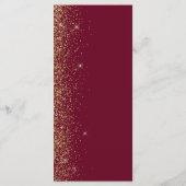 Moderne Bourgogne Rode Gouden Glitter Edge Bruilof Menu (Achterkant)