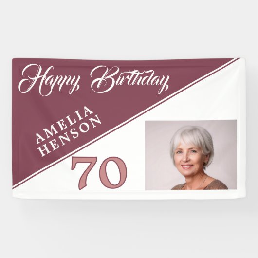 Moderne Bourgogne Rood Gelukkige 70e Verjaardag Fo Spandoek