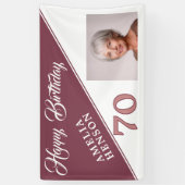 Moderne Bourgogne Rood Gelukkige 70e Verjaardag Fo Spandoek (Verticaal)