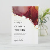 Moderne Bourgogne Sinaasappel Elegante herfstbruil Kaart (Staand voorkant)