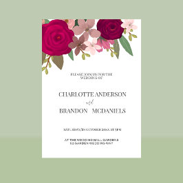 Moderne Bourgogne Tuin Bloemen Bruiloft Kaart