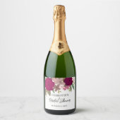 Moderne Bourgogne Tuinbloemen Vrijgezellenfeest Fa Sparkling Wijnetiket (Voorkant)