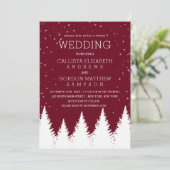 Moderne Bourgogne Vallende Sneeuw Winter Bomen Tro Kaart (Staand voorkant)