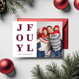 Moderne Bourgogne Vrolijke Foto Kerstmis Feestdagenkaart