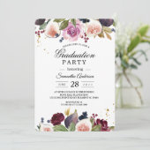 Moderne Bourgogne Waterverf Flowers & Berry Kaart (Staand voorkant)