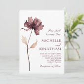 Moderne Bourgogne Wilde Bloem Christelijke Bruilof Kaart (Staand voorkant)