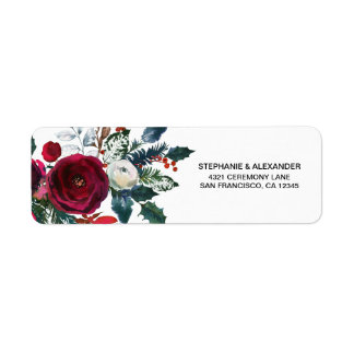 Moderne Bourgogne Winter Flowers Wedding Etiket