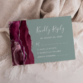 Moderne Bourgogne Zilveren Agaat Sage Groene Bruil RSVP Kaartje