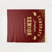 Moderne Bourgondië Afstudeer Foto Booth Achtergron Wandkleed (Voorkant (horizontaal))