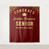 Moderne Bourgondië Afstudeer Foto Booth Achtergron Wandkleed (Voorkant)