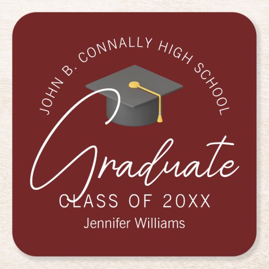 Moderne Bourgondië Afstuderen aangepaste afstudere Kartonnen Onderzetters (Voorkant)