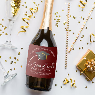 Moderne Bourgondië Afstuderen aangepaste afstudere Sparkling Wijnetiket