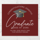 Moderne Bourgondië Afstuderen aangepaste afstudere Sparkling Wijnetiket (Enkel label)