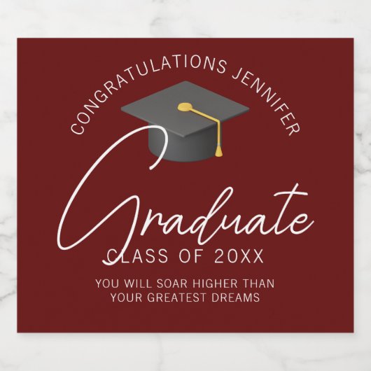 Moderne Bourgondië Afstuderen aangepaste afstudere Sparkling Wijnetiket (Enkel label)