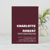 Moderne Bourgondië Bruiloftsreceptie Kaart (Staand voorkant)