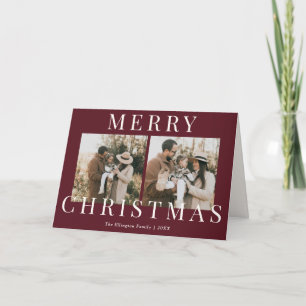 Moderne Bourgondië Elegante Foto Kerstmis Kaart