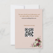 Moderne Bourgondië Florale Bewaar de Datum Kaart (Achterkant)