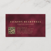 Moderne Bourgondië Folie Textuur QR Code Visitekaartje (Achterkant)